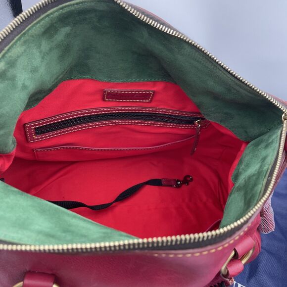 Dooney & Bourke Satchel Florentine Pebbled Leather Tassels Raspberry READ - Picture 13 of 16